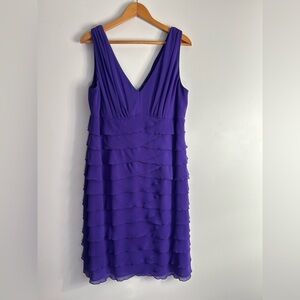 Jones New York Midi Dress Plus 16 Ruffle Purple Sleeveless Layered  Shift